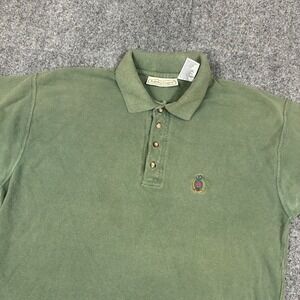 Vintage Bugle Boy Company Mens Medium Green Cotton Pique Short Sleeve Polo Shirt